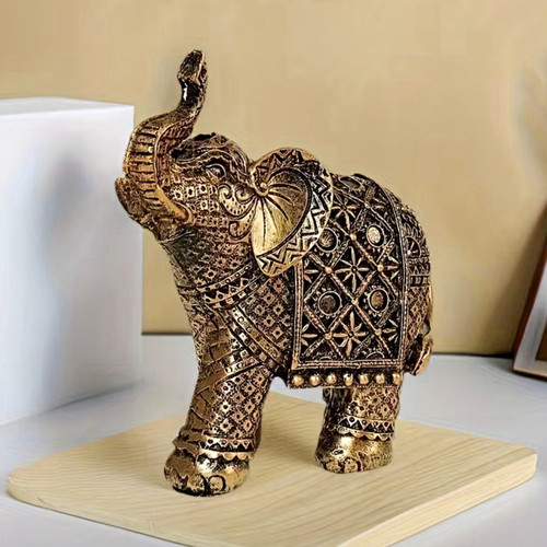 Gold tone elephant - gold, figurine