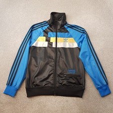 Adidas Mens Track Jacket Small Black Blue Gold Chile 62 Wet Trefoil Originals