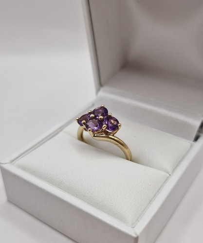 9ct gold amathyst cluster - 9ct,