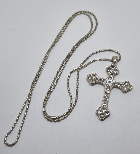 Silver tone diamante cross - silver,