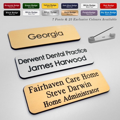 Pin custom engraved name badge - engraved,