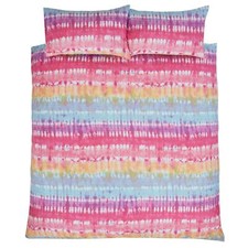 Tie Dye Single Duvet Cover Set Multicoloured Ombre Stripes Bedding