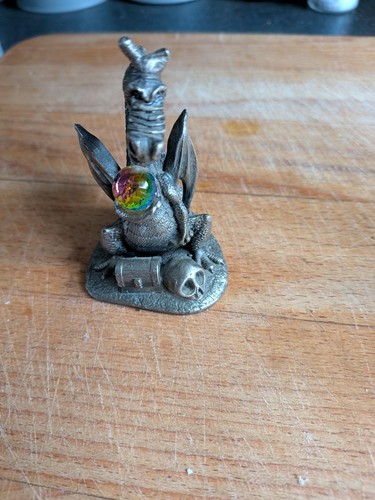 Pewter dragon with crystal - dragon,