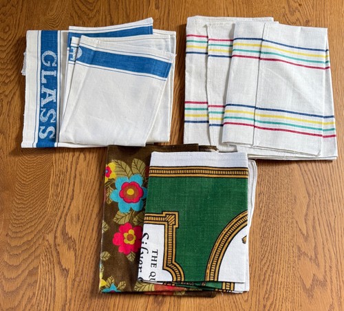 Six assorted tea towels - tea,