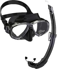 Perla Mare Combo Snorkelling Set Silicone Tempered Glass ‎Schwarz/schwarz