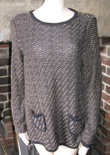 Marks Spencer M&S Black Brown Knit Jumper Pullover Tunic with Pockets S M