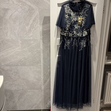 Phase Eight Collection 8 Zena Beaded Tulle Maxi Dress Navy Beaded UK 20 RRP £299
