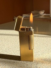 Vintage Gold Plated Dunhill Rollagas Lighter - Basket Weave Pattern, works well.