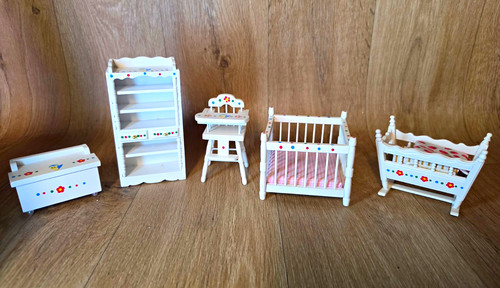 Wooden white dollhouse - white,