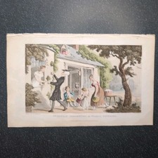 Original c1821 Doctor Syntax Rowlandson Illustration Presenting A Floral Offerin