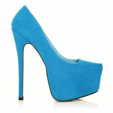 WOMENS LADIES CONCEALED PLATFORM HIGH STILETTO HEEL PUMPS COURT SHOES SIZE 3-8