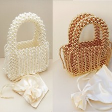 Pearl Clutch bag Beaded Tassel Handmade Wedding Handbag Unique Women Elegant