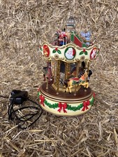 Maisto Christmas St Nicholas Merry Go Round Sound Animated 12"H Carousel