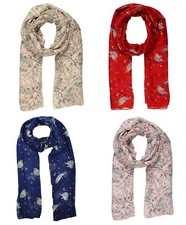 Christmas Robin Bird Print Girls Ladies Women Colourful Scarf Wraps Shawls Gift