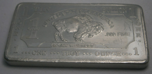 Buffalo 1oz tin bar 1 - "buffalo", troy