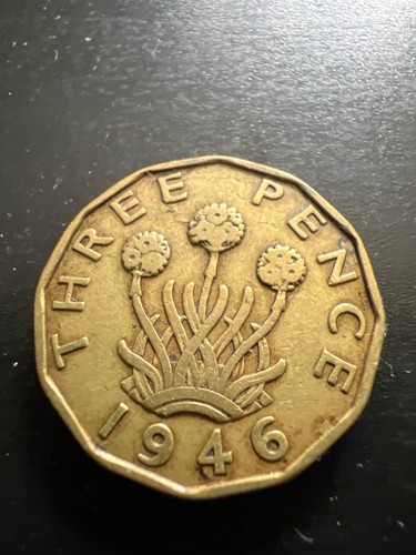 Rare 1946 brass - uk, threepence