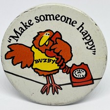 Buzby Bird Pin Badge BT Telephone 1970s Promo Phone Campaign Make Someone Happy