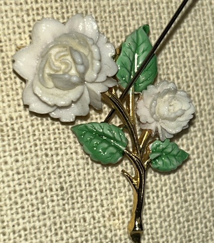 White rose flower brooch - flower,
