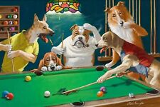 "DOGS PLAYING POOL 2" Vintage