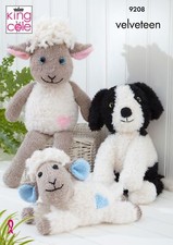 King Cole Knitting Pattern Toys Lamb Sheep & Collie Dog Soft Stuffed Toy 9208