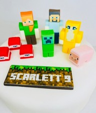 Edible video game figures craft blocks Personalised Cake Topper Decoration