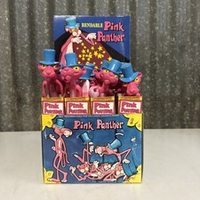 Pink Panther Set of 12 Vintage Amscan 1970s Bendable Bendy Rubber Figures BOXED!