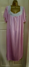 VINTAGE STYLE AFIBEL SILKY PINK THICKER NYLON MIDI NIGHTDRESS PRETTY LACE 20-22