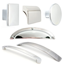 Chrome Handles Kitchen Cabinet