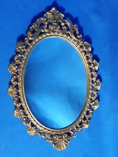 Absolutely Dear Little Cast Iron Gilt Rococo Vanity Mirror, All Swirls & Swags