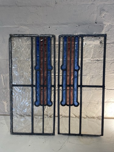 Pair antique art deco - pair, stained