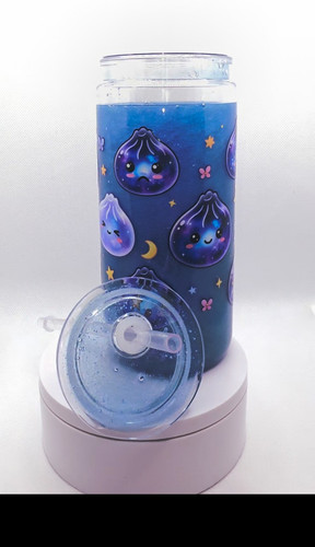 Blue plastic tumbler cup with - tumbler,