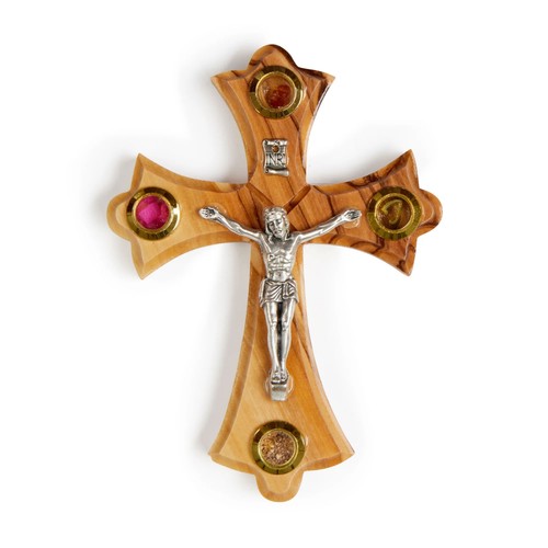 Magnetic olive wood crucifix - olive,