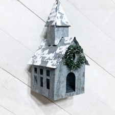 Tin Church Ornament Silver