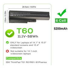 6 Cells T60 Battery For IBM