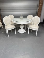 French Style Round Dining Table & 4 Chairs - White - Baroque - Rococo - Ornate