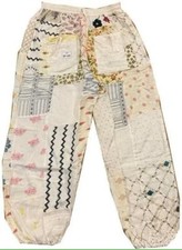 White Patchwork Harem Pants