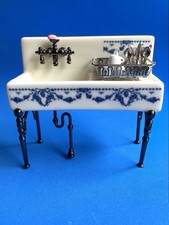 Reutter German Porcelain Sink Blue Bow Design Rack Cutlery Collectable Rare