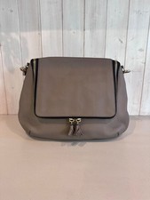ANYA HINDMARCH Maxi Zip Warm Grey Leather Flap Tassel Shoulder Satchel