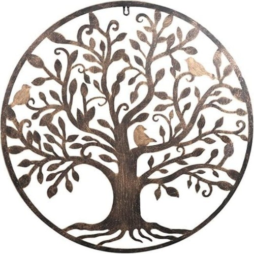 Brown tree life round metal - of,