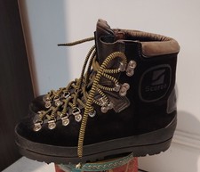 Vintage SCARPA Leather Hiking Boots Black Suede Asolo Grigna Italy EU 41 UK 7