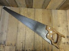 Early Disston 24” Hand Saw Made in USA Wheat Carving on Handle 7tpi