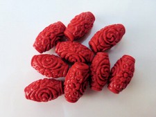 5 x Carved Red Cinnabar Faux
