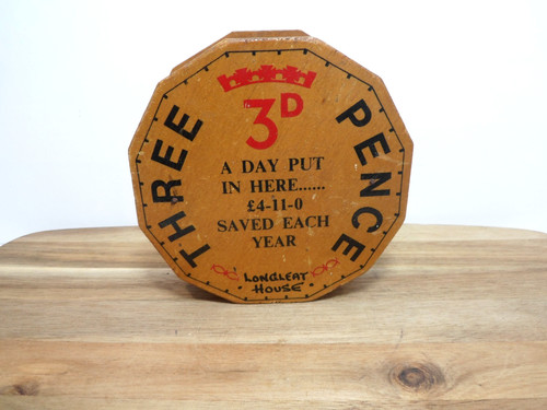 Vintage wooden threepence - wooden,
