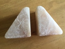 PAIR OF PINK VINTAGE SOAPSTONE BOOKENDS TRIANGULAR SHAPED