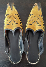 Mens Size 8 Asian Indian Embroidered Gold Wedding Shoes Mojri Khussa Jutti