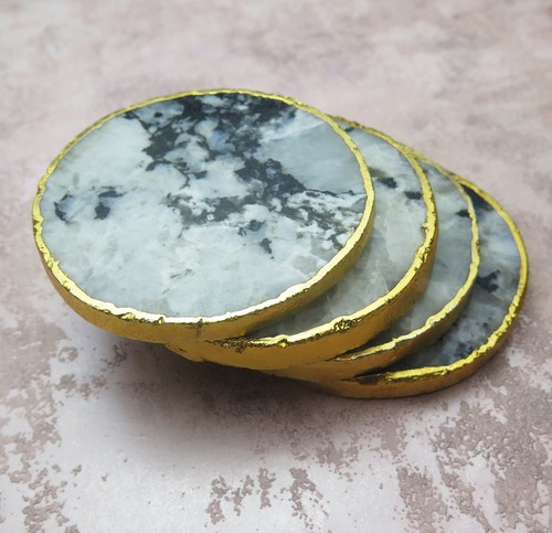 Gold dipped moonstone agate - gold,