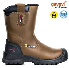 MENS LEATHER WATERPROOF RIGGER SAFETY BOOTS STEEL TOE CAP PULL ON WORK S3 PPE SZ