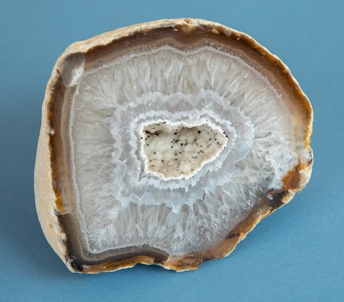 White quartz polished geode - quartz,