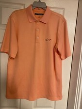 GREG NORMAN Mens Salmon Pink Golf Polo Lightweight T-Shirt UK Size Medium