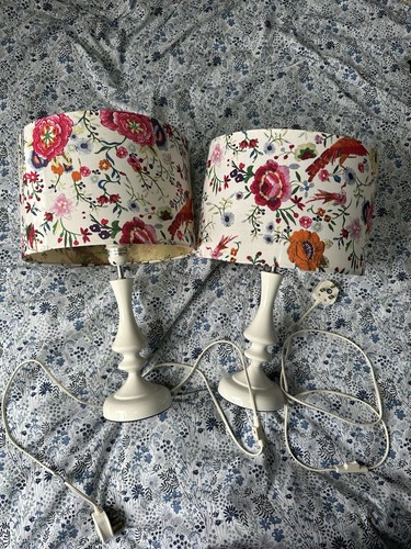Pair floral table lamps - floral,